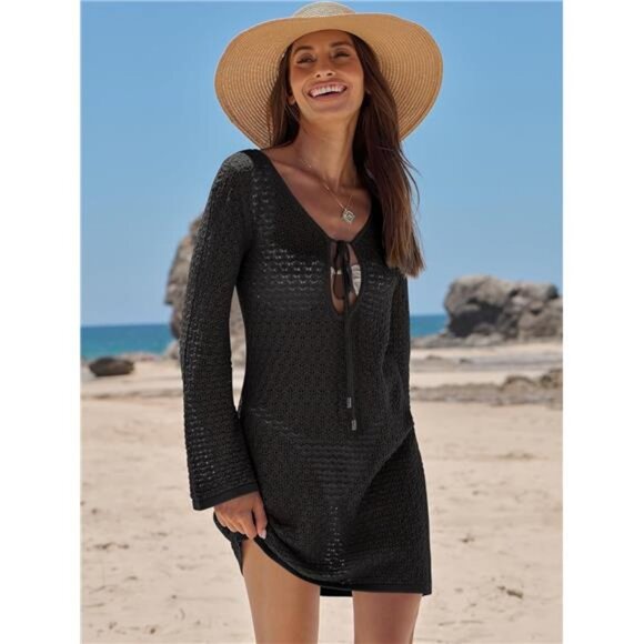 Womens Swimsuit Crochet Swim Cover Up Summer Bathing Suit Swimwear - Picture 6 of 7